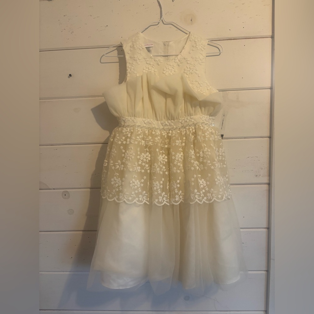 Bonnie Jean Cream Floral Lace Kids Dress